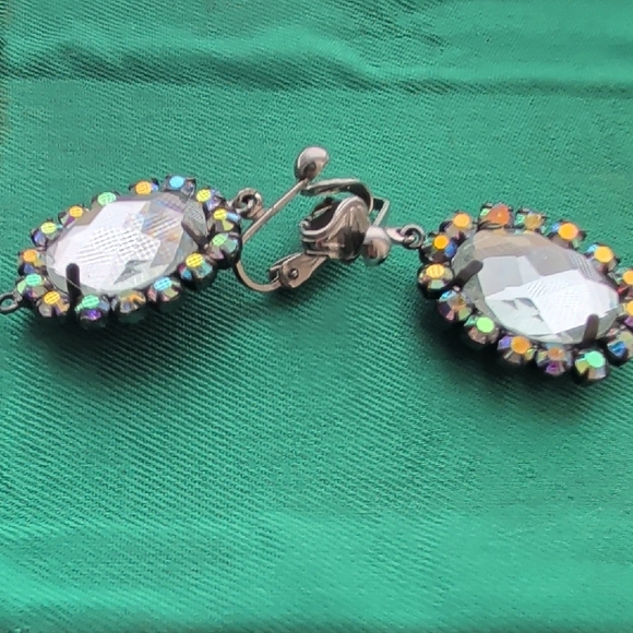 Elegant Silver Crystal Clip On Earrings - Picture 2 of 3